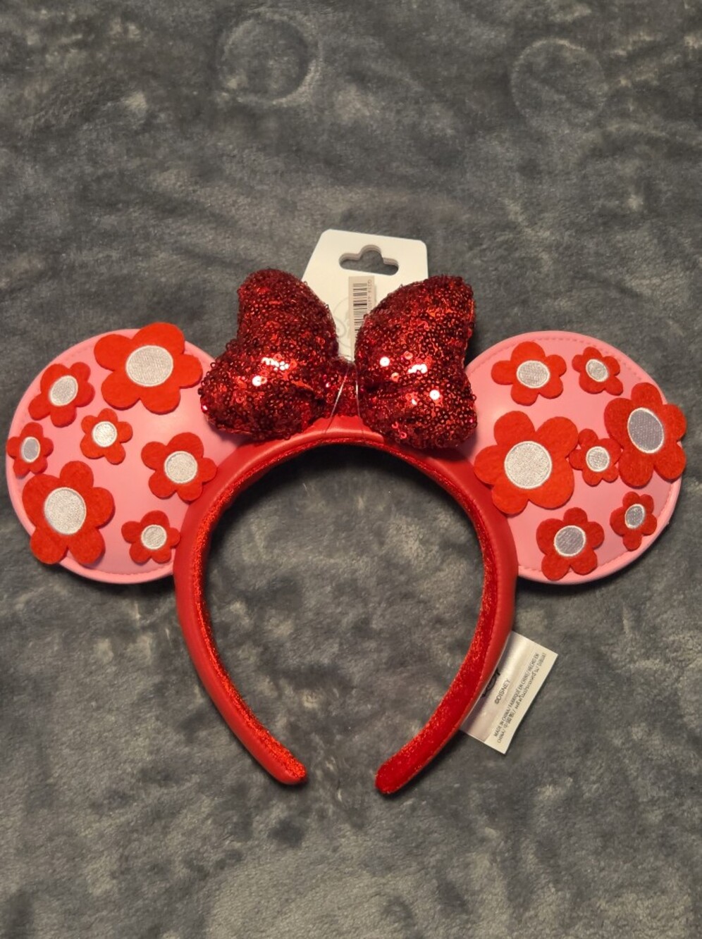 Disney Red Floral Sequin Minnie Ear Headband